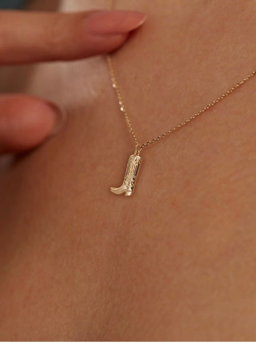 Gold Cowboy Boot Pendant Necklace - Women Jewelry